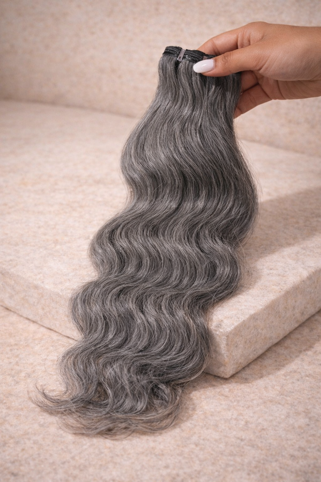 Natural Grey Loose Wavy — Made to Order